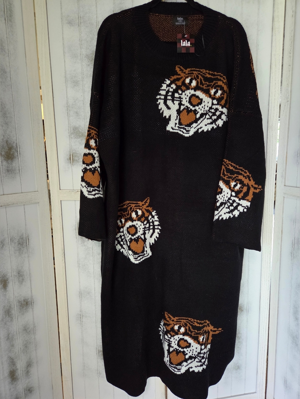 NWT Dressed In Lala Black Knit Tiger Sweater Knit Dress - Picture 2 of 4